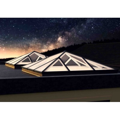 Pyramid Aluminium Lantern Roof 0.6m x 0.6m (4 Pane 4WAY)